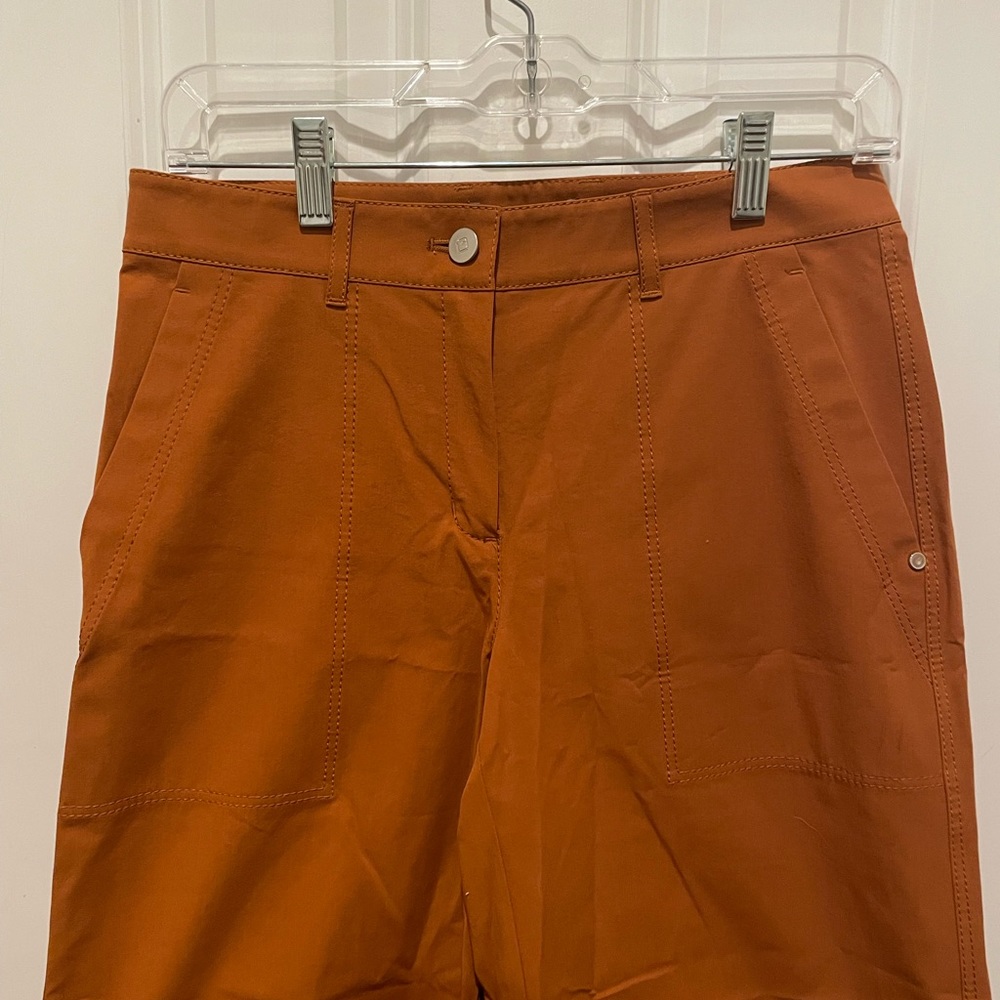 Lafayette 148 burnt orange / strawflower crop wide leg pants NWT